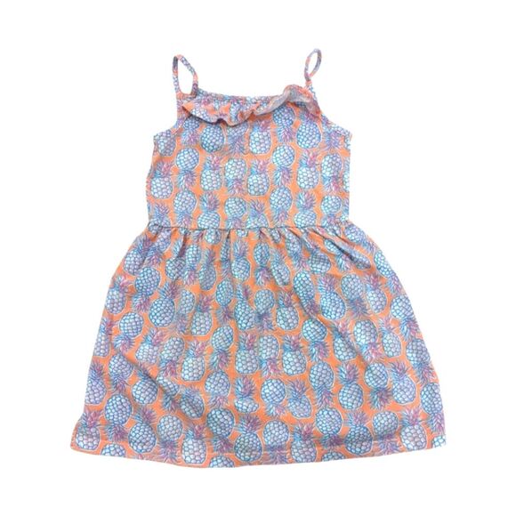 Carters Pineapple Orange Coral Pink Blue White Sleeveless Sundress Girls Size 5 - Picture 1 of 5